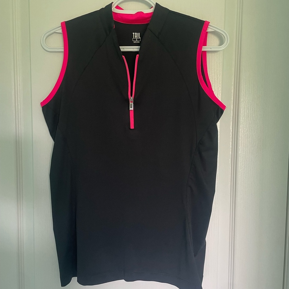 TAIL - Women's Black and Pink Sleeveless Top